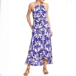 Athleta Ikat Bloom Ripple Maxi Dress w/ Pockets - Cobalt Blue